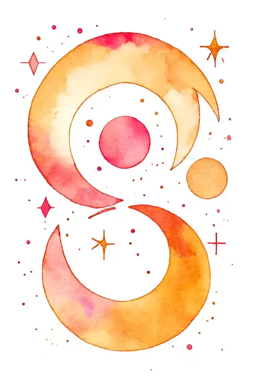 Geometric Moons Watercolour Background