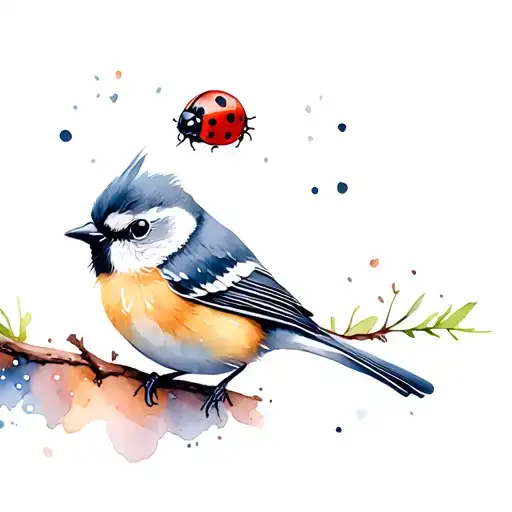 Titmouse With Ladybug
