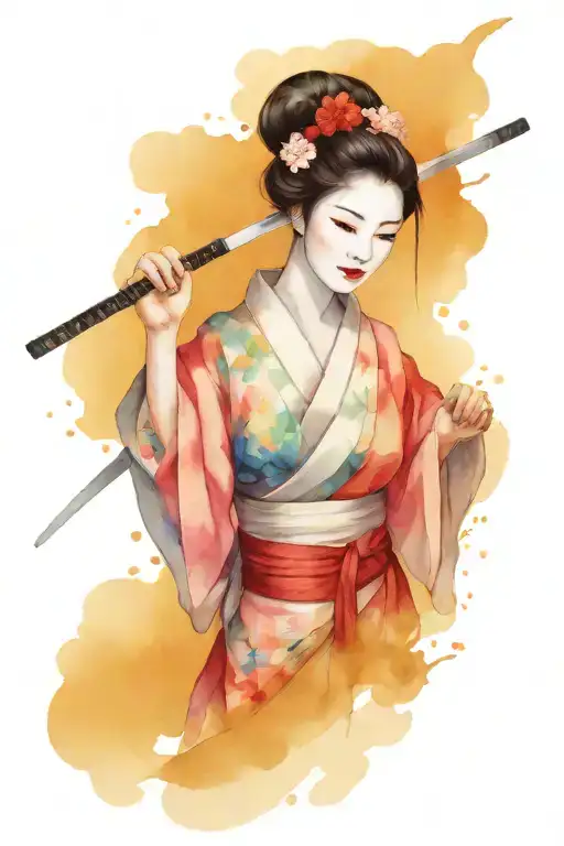 Filler Geisha Holding A Katana