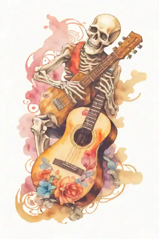 Skeleton Playing Guitar