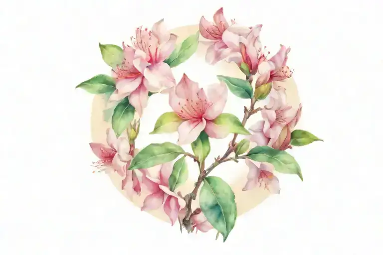 Rhododendron And Apple Blossom Tree