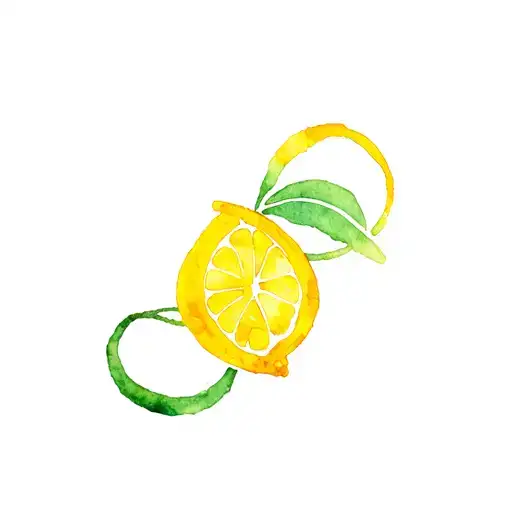 Lemon In The Form Of A Line On An Intertwined Yellow And Green Ellipse