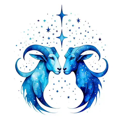 Aries And Aquarius Zodiac Sign In The Bacground With Their Constallation In The Front