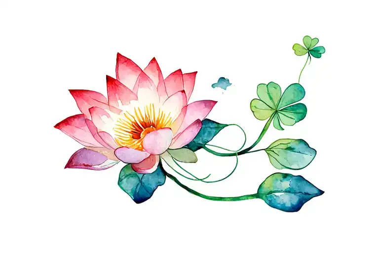 Clover And Lotus Flower