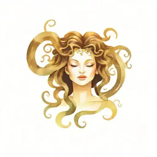 Dark Mystical Medusa Brown Hair Nature African Woman Circular Logo