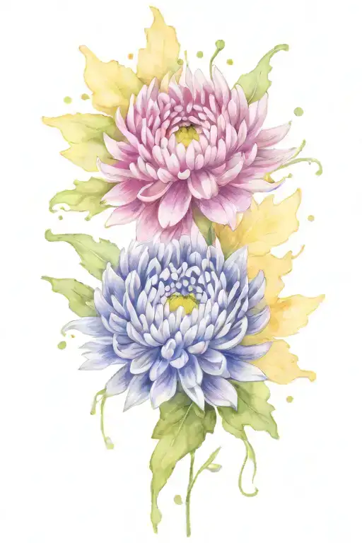 Chrysanthemum And Daisy Intertwined Symbolizing Soul Mates