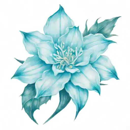 Black And White Daffodil Bud Nestled In Vibrant Tropical Foliage