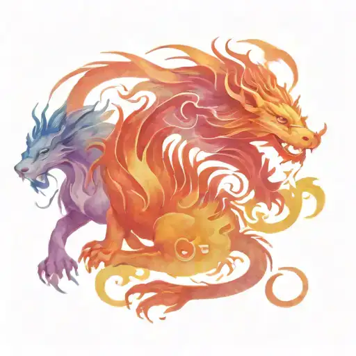 Water Lion And Dragon