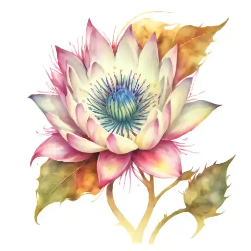 Water Lilly And Thistle Flowers