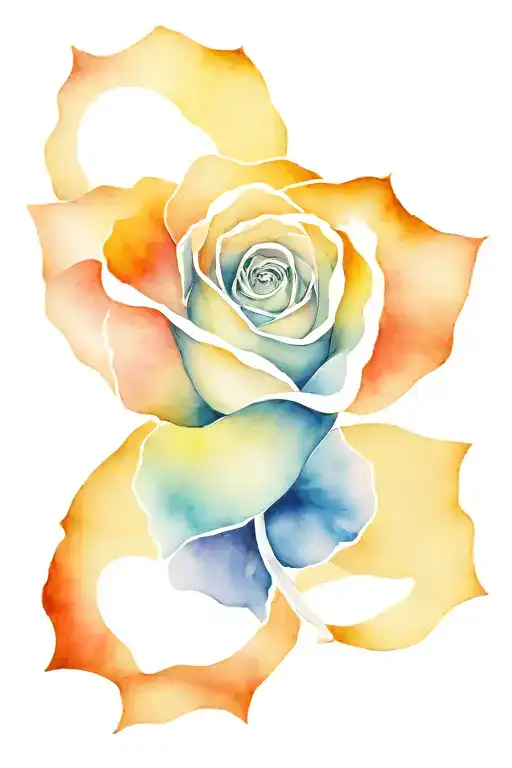 A Watercolor Geometric Rose For Back