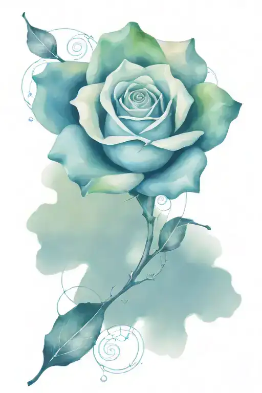 A Watercolor Geometric Rose Intertwined With Musical Notes