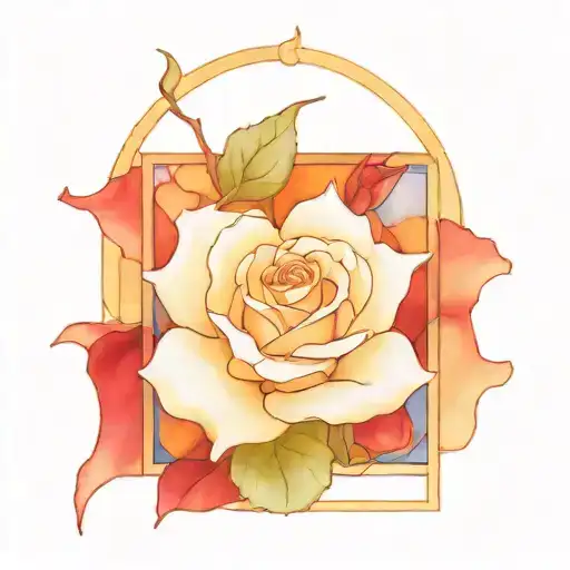 Rose Outline Over Stained Glass Watercolor