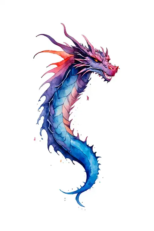 Watercolour Dragon Leg Tattoo Design