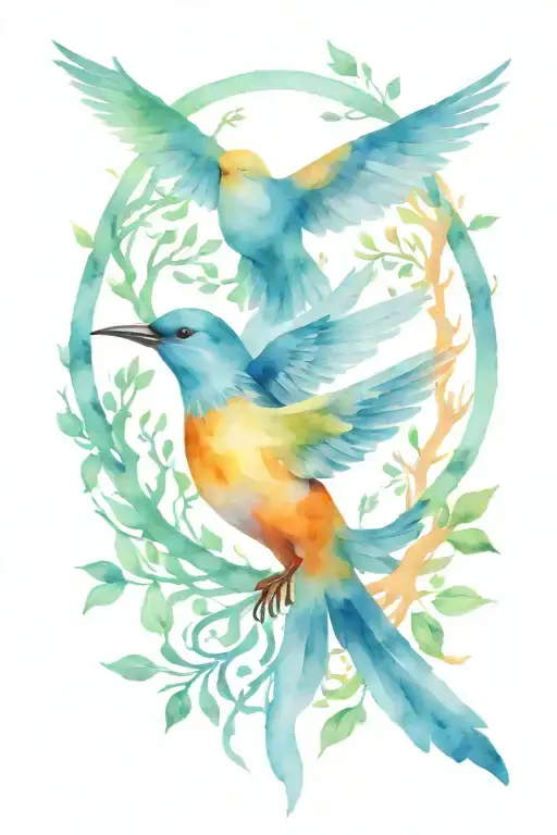 A Bird Flying Away From A Celtic Tree Of Life Intertwined