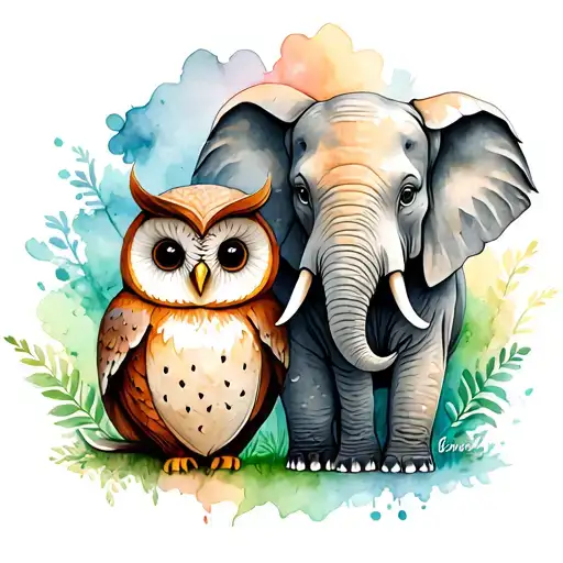 Owl And Elephant Friends