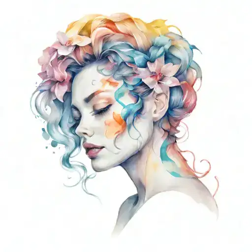 Floral Tornado Forming In Woman Face