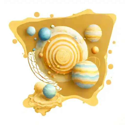 Solar System 3D Abstract Davinchi Style With Only Eart Colored And Ukrainian Ornament