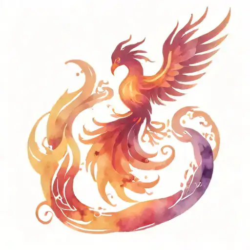 Phoenix Rising From Sea Wave