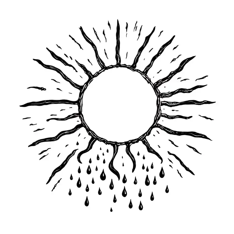 Sun With Rain Falling Off Of The Bottom