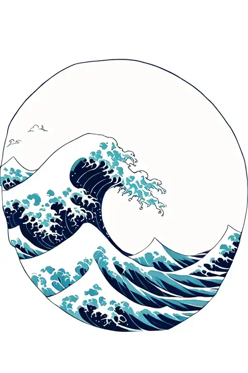 Merge The Great Wave Off Kanagawa In A Minimalist Style With My Existing