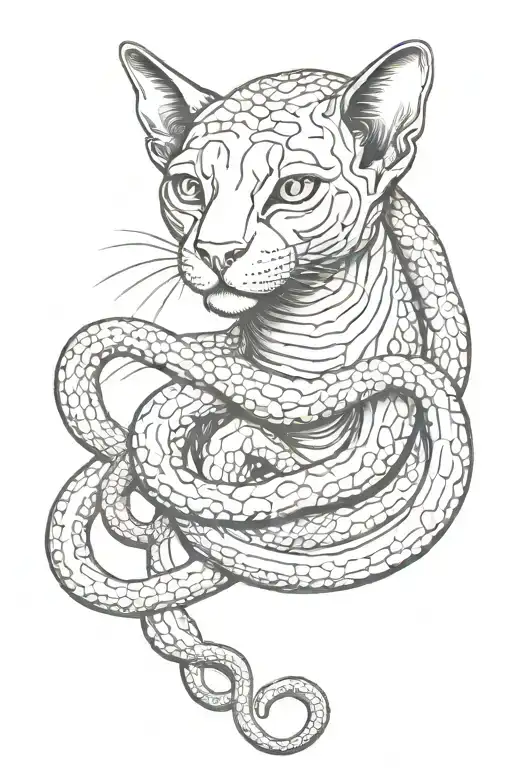 Medusa Gorgon Sphinx Cat Big Snake
