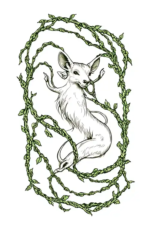 Three Animals Connected By Vines