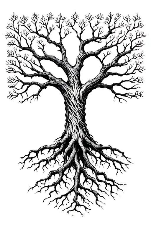 Yggdrasil Roots Intertwining Big Branches