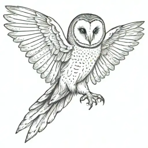 Barn Owl Engraving Tattoo Style