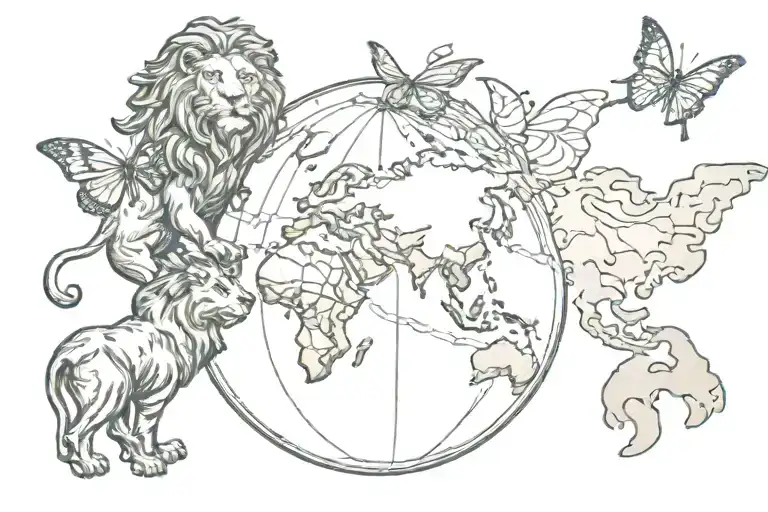 Globe With Pura Vida Lion Diamond Butterfly