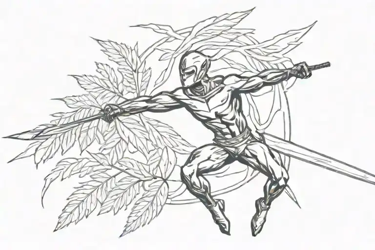 Combination Of Olive Leaf And Sword In Reverse Flash With Lightning