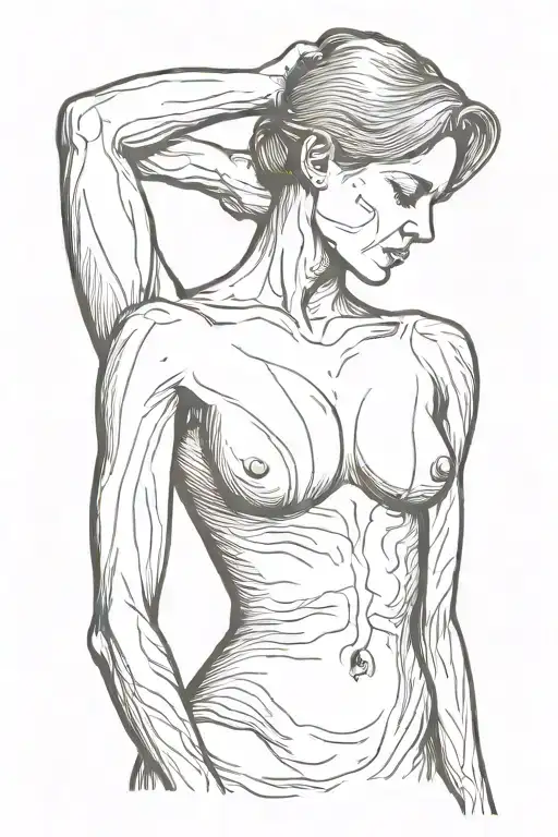 Faceless Slim Woman Silhouette Sensual Flexing