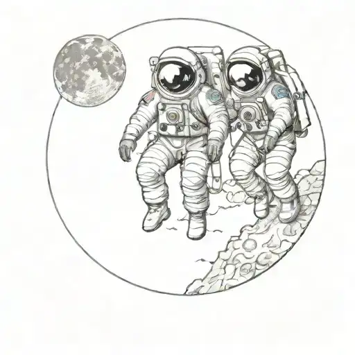 2 Astronauts Sitting On The Moon