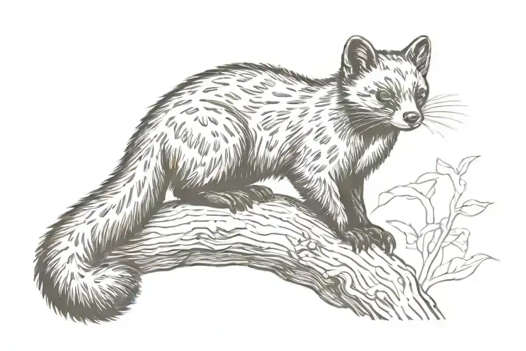 Mountain Marten Sitting Side