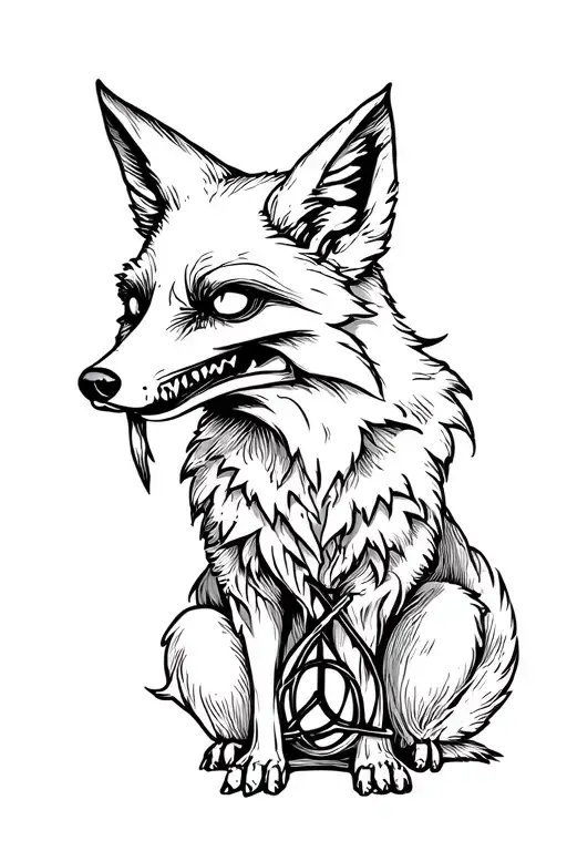 Zombie Fox With Deathly Hallows