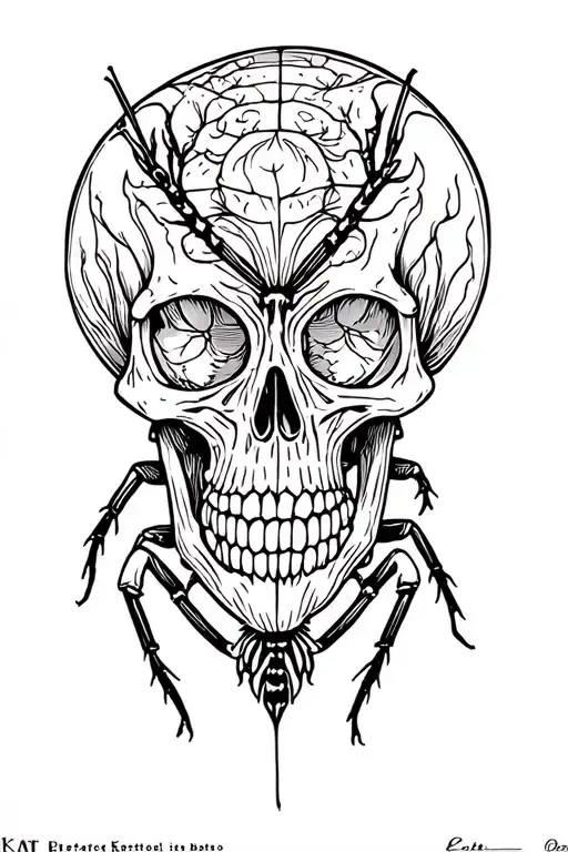 Dark Art Insect Themed Skull