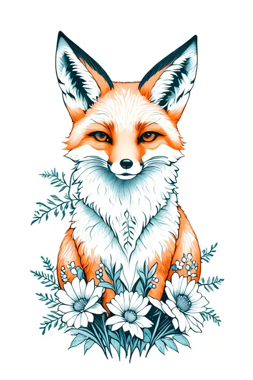 Fox Girl In Flowers