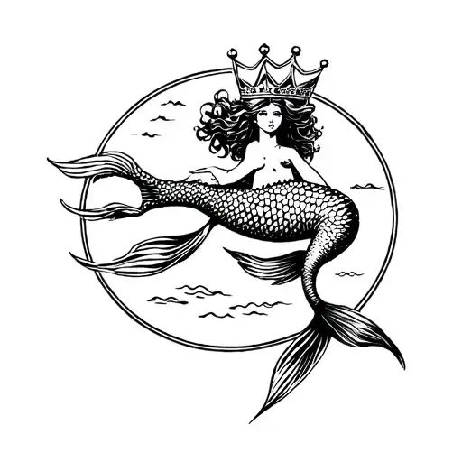 Mermaid Swimming With A Crown