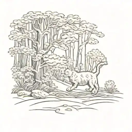 Cat Walking Into Forest