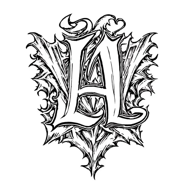 Initials A Nad L Font Tattoo Design