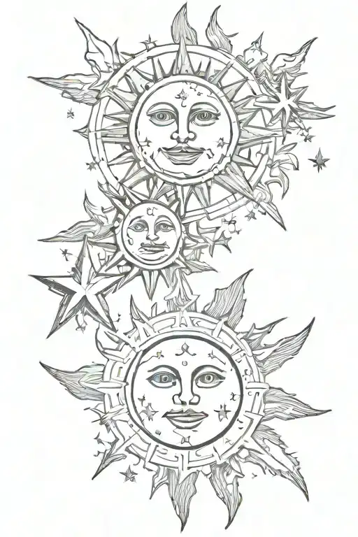 Sun And Moon With 2 Stars