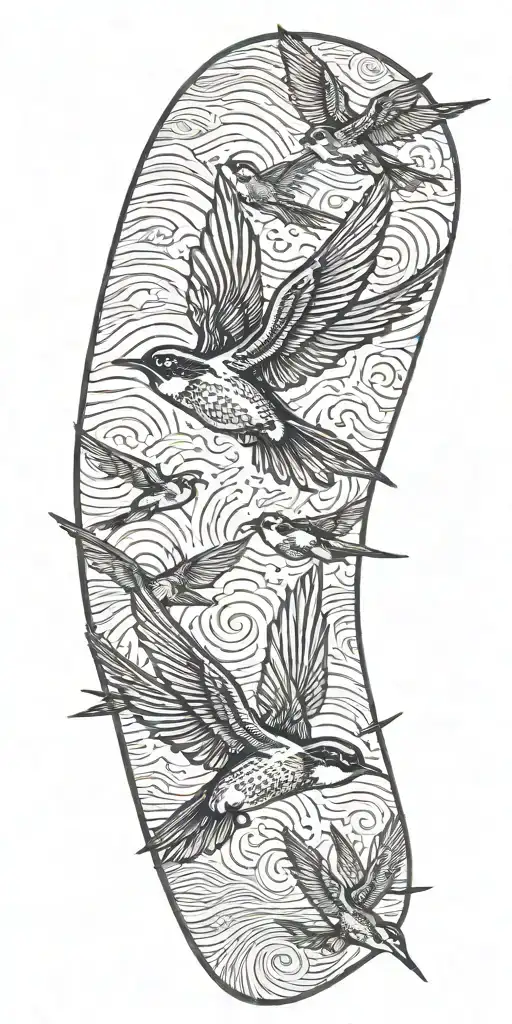 Swallows Flying Away