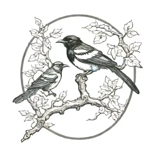 In A Glass Globe Draw A Magpie On A Branch And Below The Branch Draw A Snail