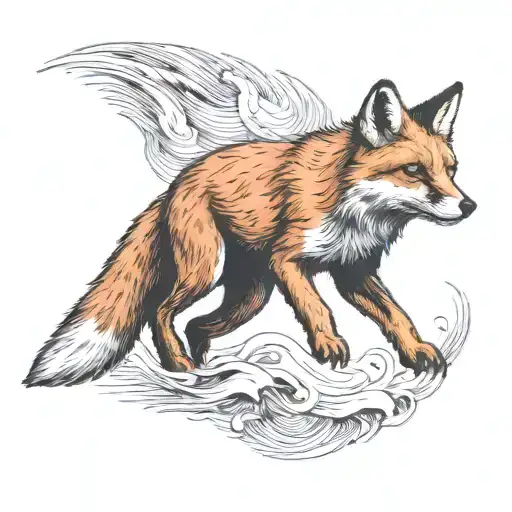 Leaping Fox Full Body Bold Lines