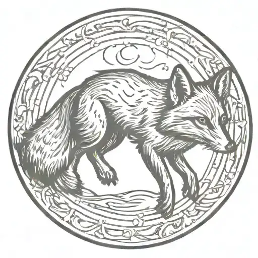 Leaping Fox Tattoo Side View Point