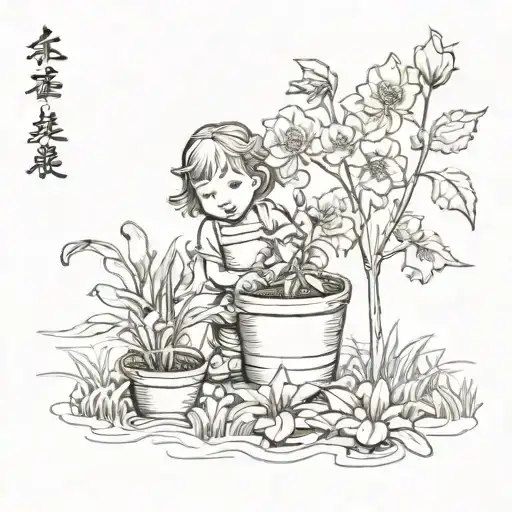 Children Plant Flowers