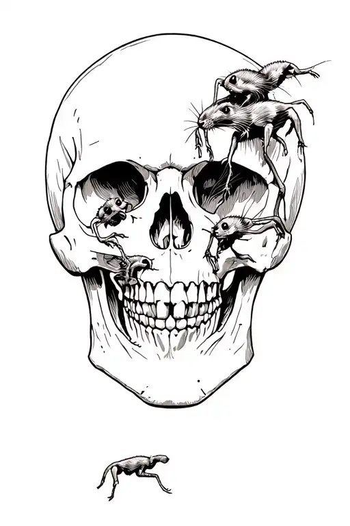Rats Coming Out Of A Human Skull