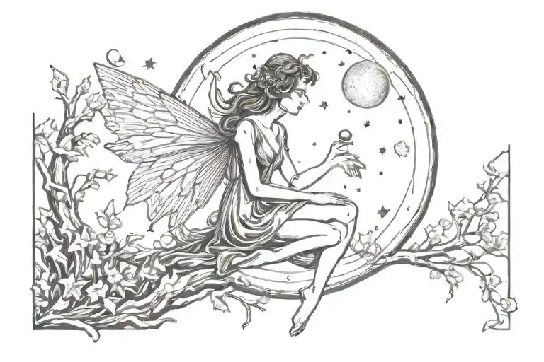 Fairy And Moon Shining