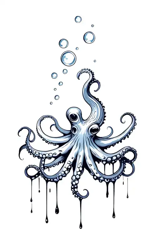 Octopus With Bubbles And Blood Dripping