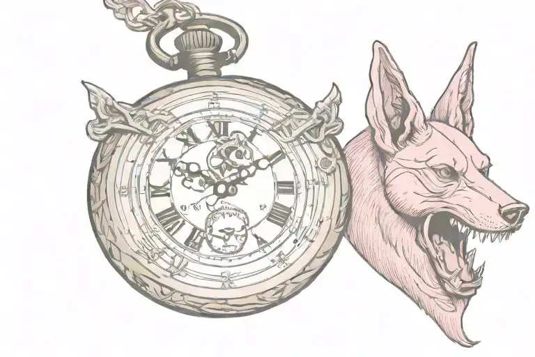 Pink Skull Pocket Watch Anubis