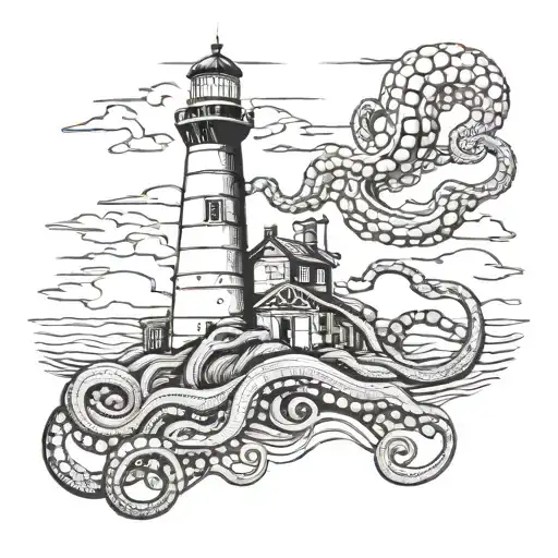 Lighthouse Being Eaten By Octopus